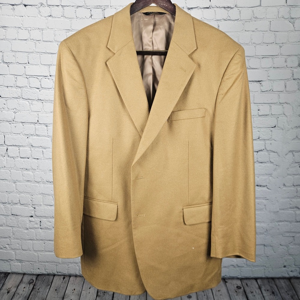Jos. A. Bank 100% Cashmere Blazer Mens 46R Camel Tan Sport Coat 2 Button 7830